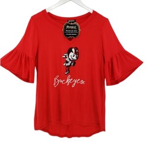 Gameday College Football Ohio Buckeyes Blouse Small Bell Sleeve